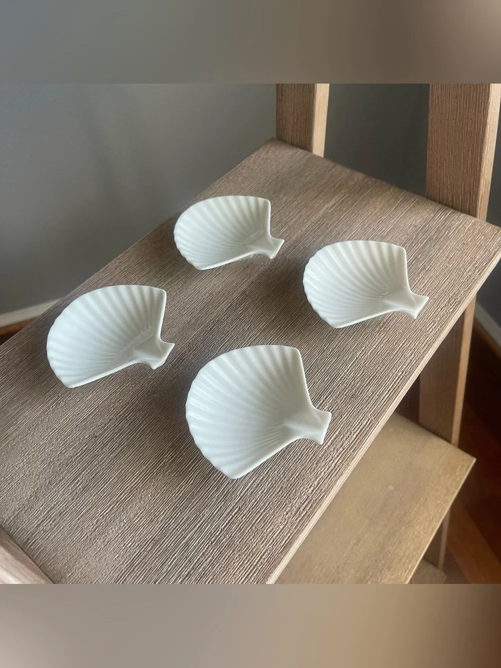 Vintage Set of 4 Lenox Nassau Ivory Seashell Dishes Mini 3.5” Coastal Trinket